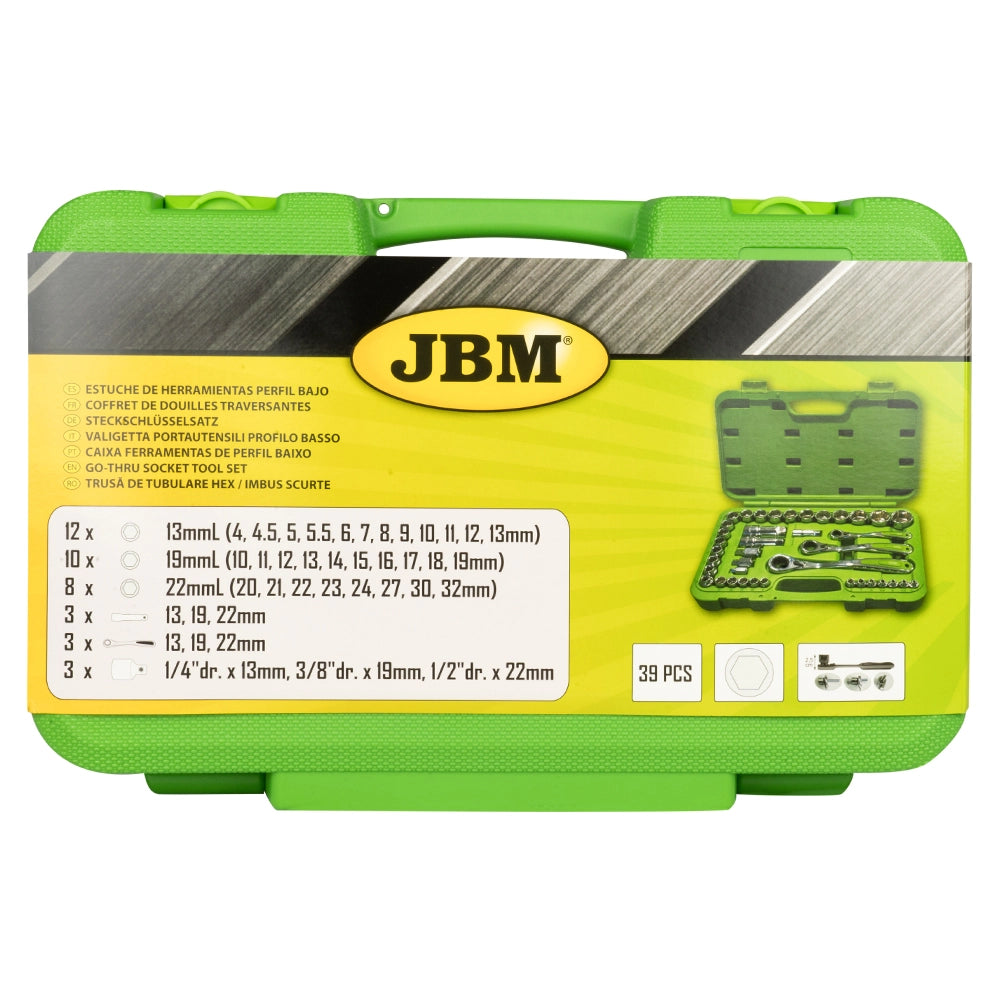 Valigetta portautensili 39 pezzi bussole esagonali profilo basso