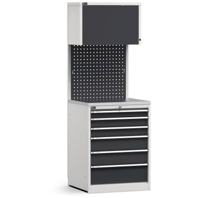 GARAGE0, Modulo Cassettiera Garage 714x2000mm 6 Cassetti Acciaio Grigio Chiaro/Antracite