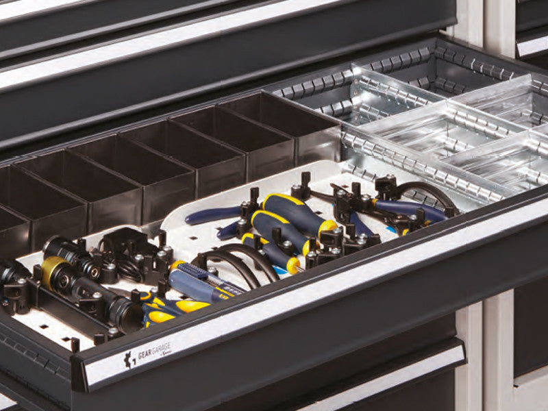 GARAGE0, Modulo Cassettiera Garage 714x2000mm 6 Cassetti Acciaio Grigio Chiaro/Antracite