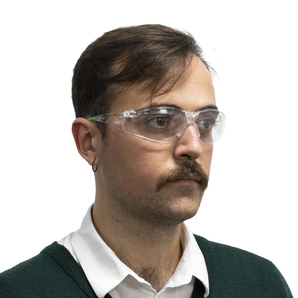 Occhiali di protezione sportivi, antiappannanti, con stanghette trasparenti