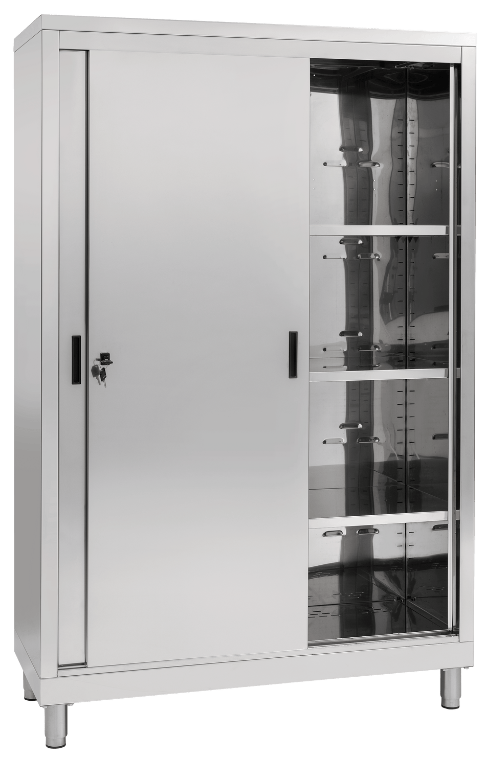 Edelstahl-Lagerschrank mit Schiebetüren - Tiefe 70 cm