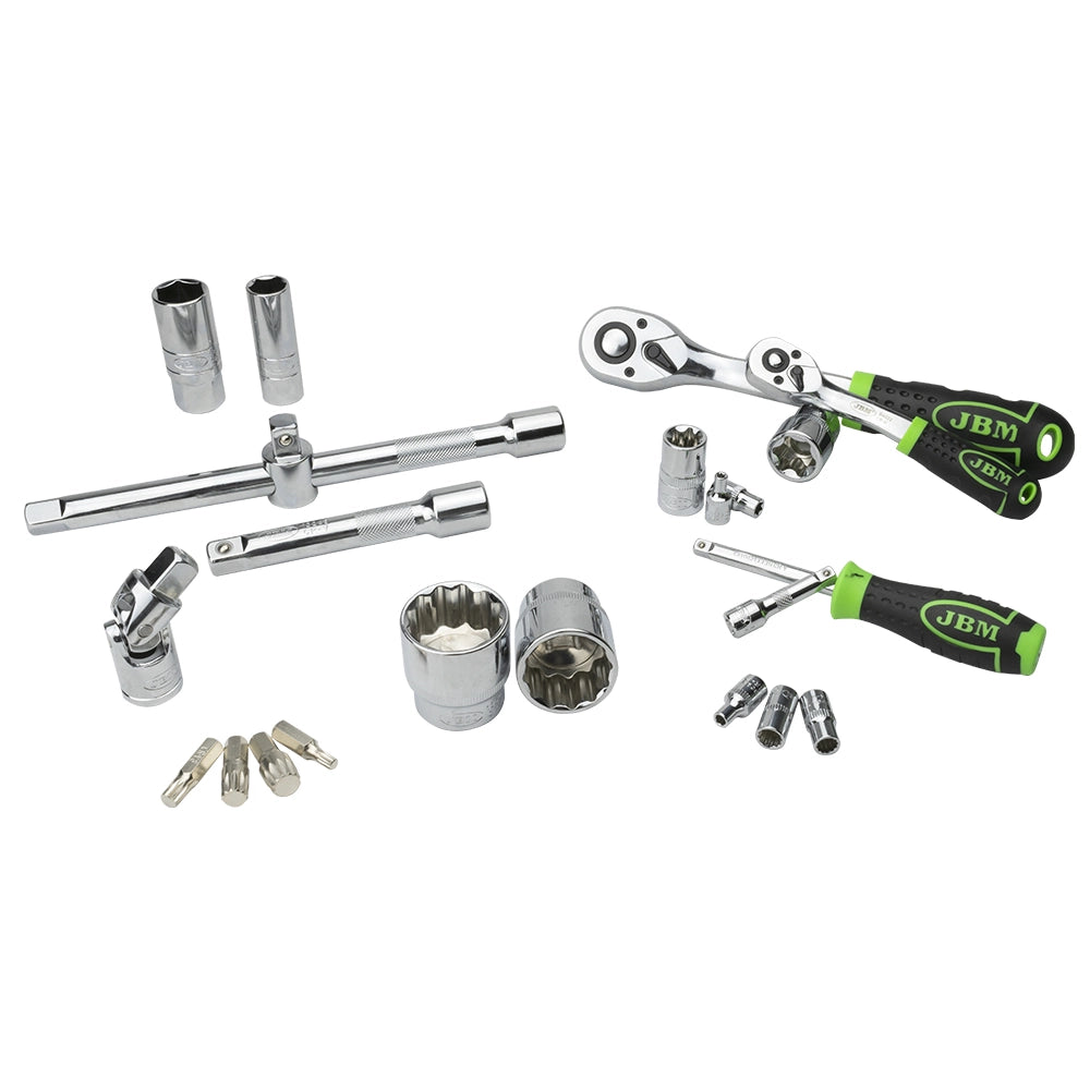 Valigetta portautensili con 113 pezzi bussole poligonali - finitura cromata