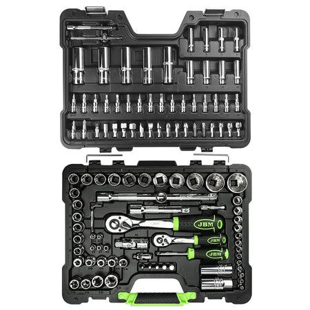 Valigetta portautensili con 113 pezzi bussole poligonali - finitura cromata