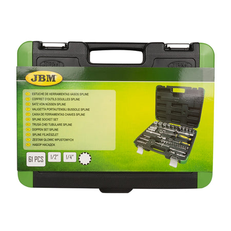 Valigetta portautensili con 61 pezzi bussole spline di 1/4" e 1/2"