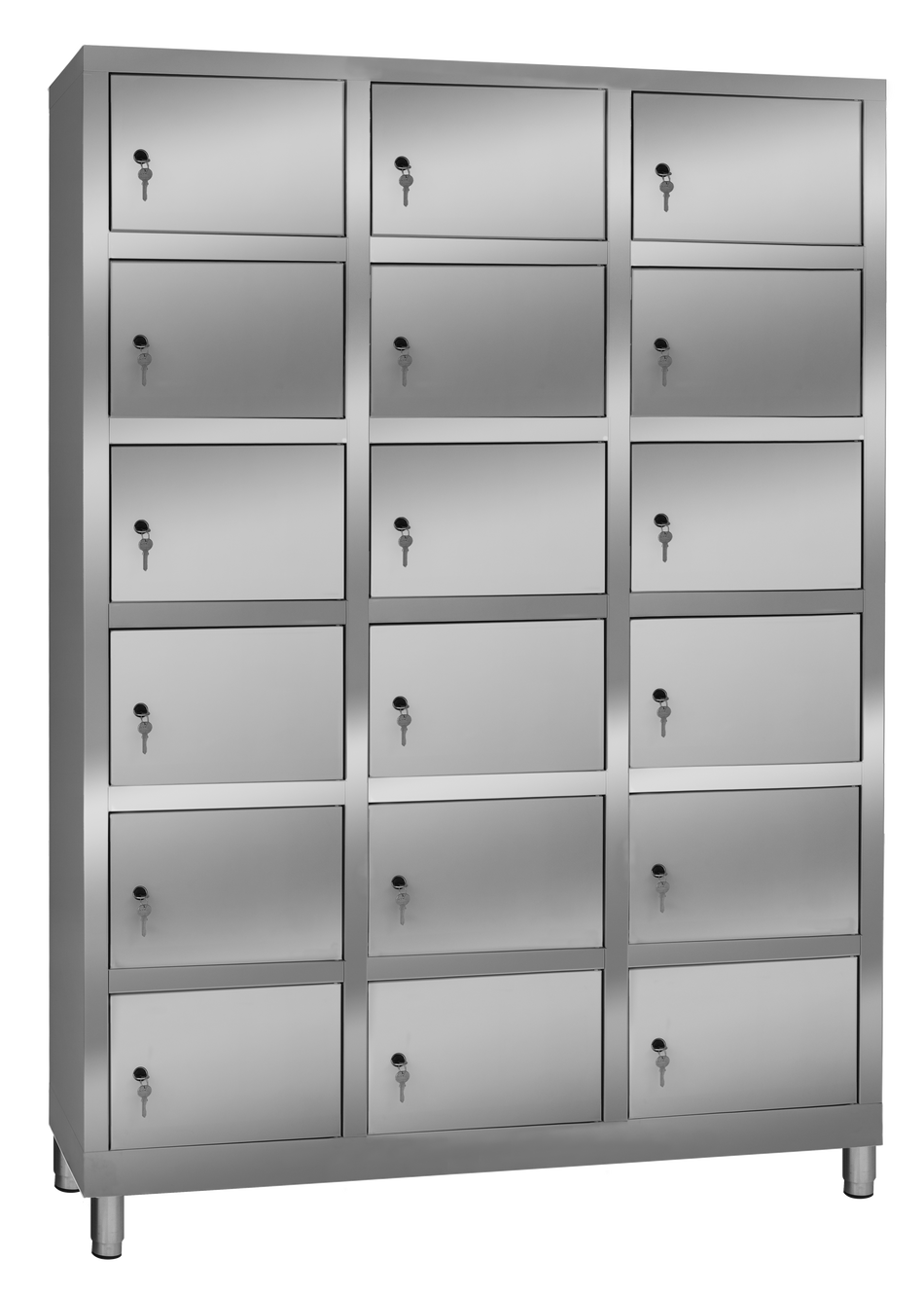 Aktenschrank aus Edelstahl mit 18 Türen