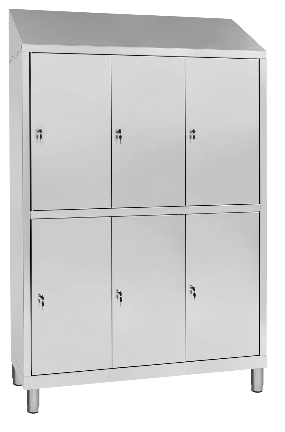 6-türiger Umkleideschrank aus Edelstahl mit 6 Fächern