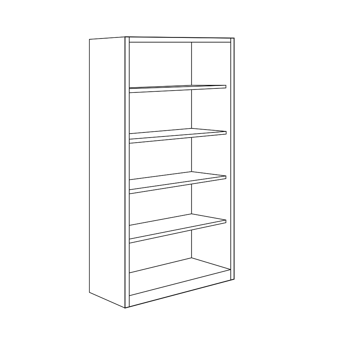 Armadio a giorno - 4 ripiani spostabili con bordi arrotondati (senza ante)