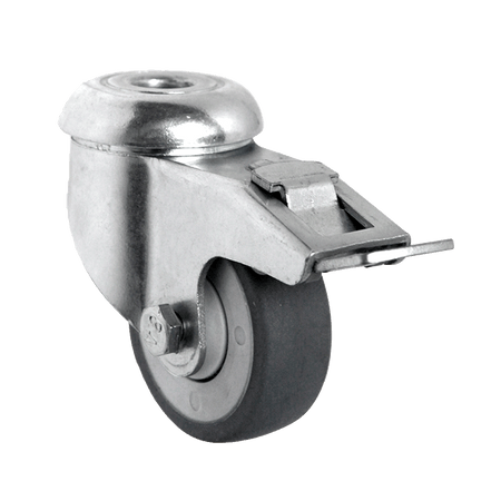 Ruota girevole con freno totale in polipropilene con rivestimento in termogomma