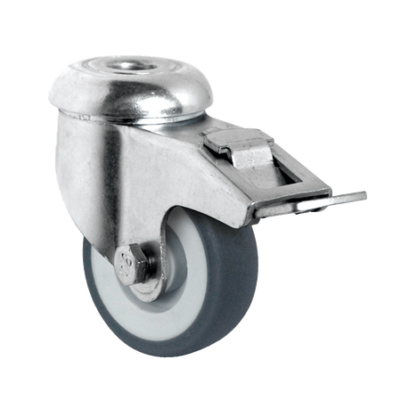 Ruota girevole con freno totale in polipropilene con rivestimento in termogomma