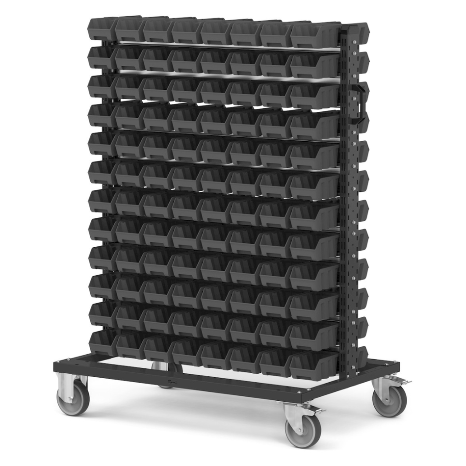 BINCART10, Carrello porta minuteria con 192 cassette a bocca di lupo