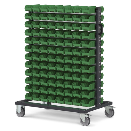 BINCART10, Carrello porta minuteria con 192 cassette a bocca di lupo