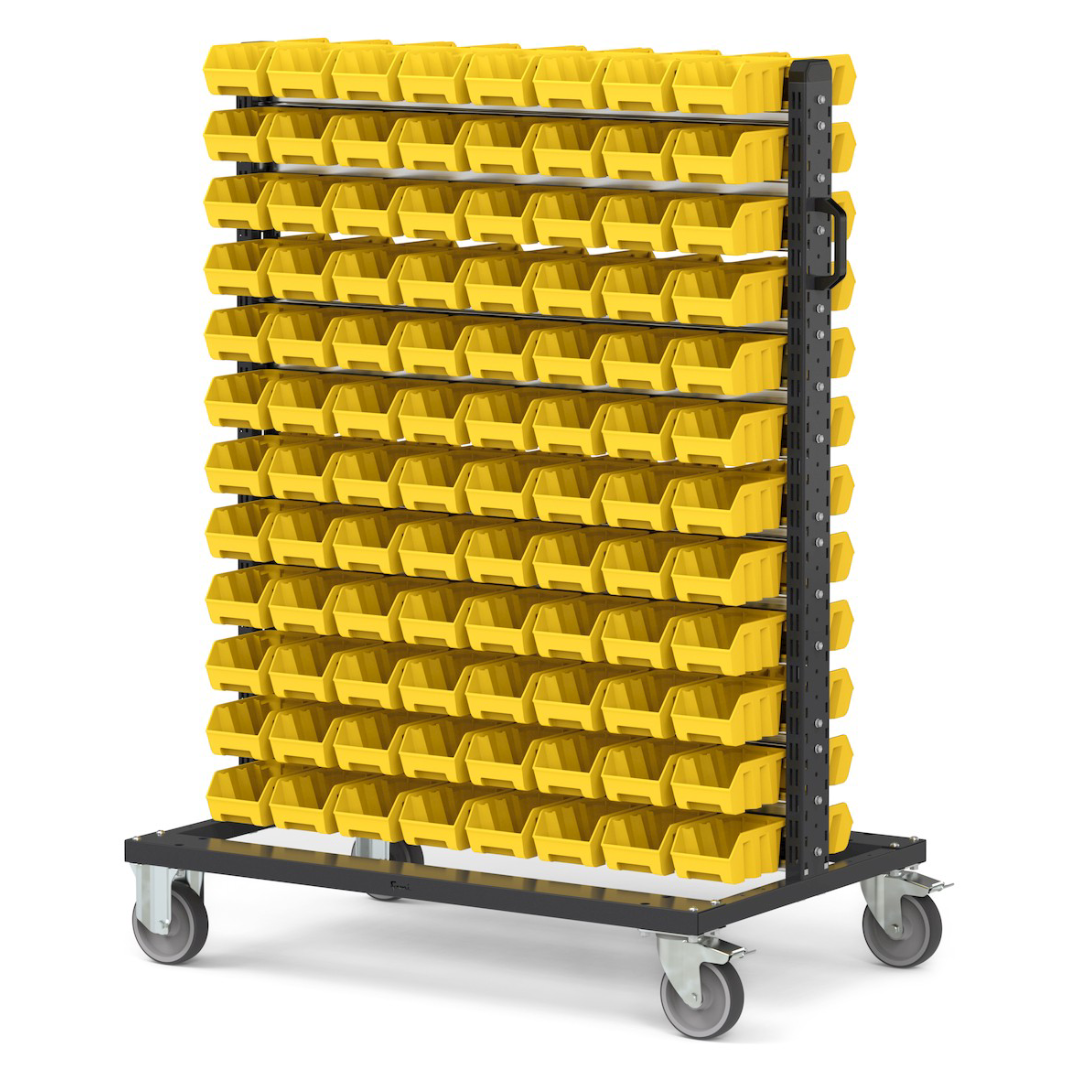 BINCART10, Carrello porta minuteria con 192 cassette a bocca di lupo