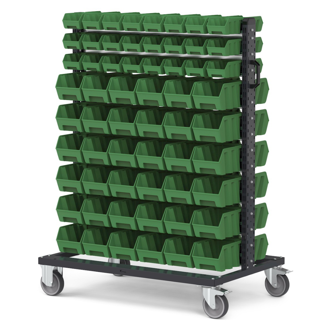 BINCART10, Carrello porta minuteria con 120 cassette a bocca di lupo