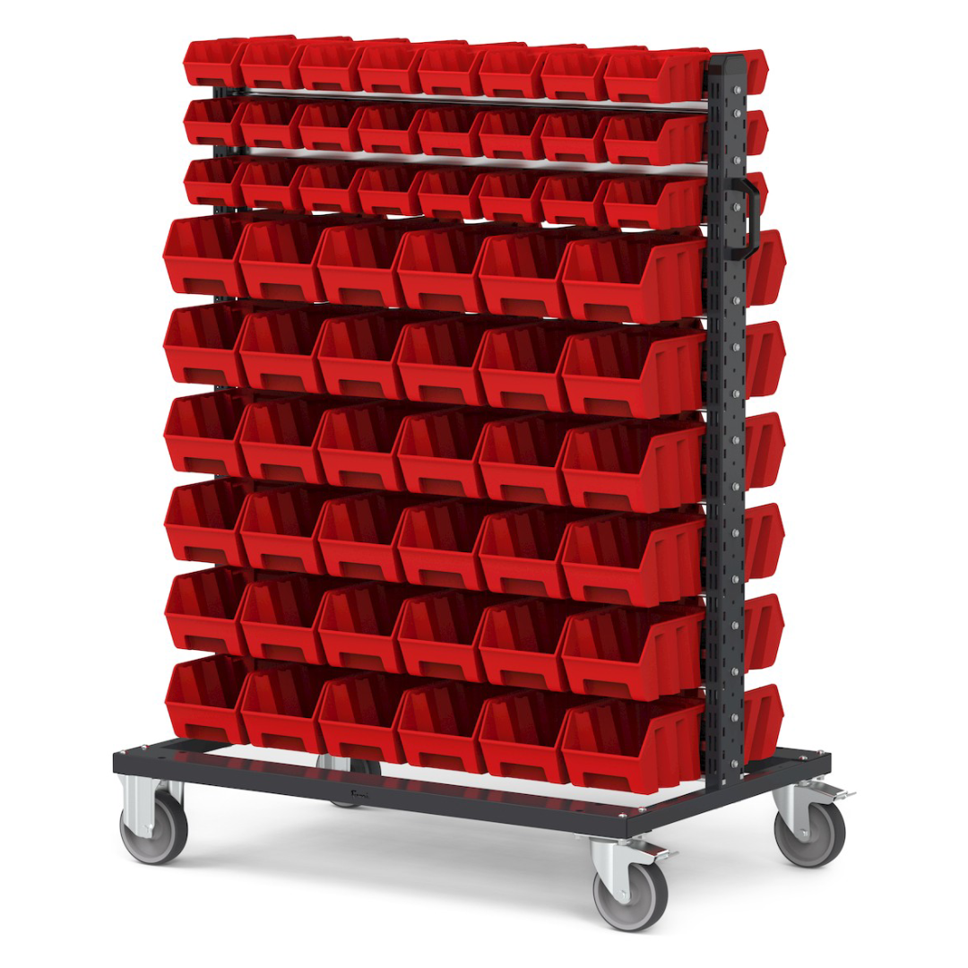 BINCART10, Carrello porta minuteria con 120 cassette a bocca di lupo