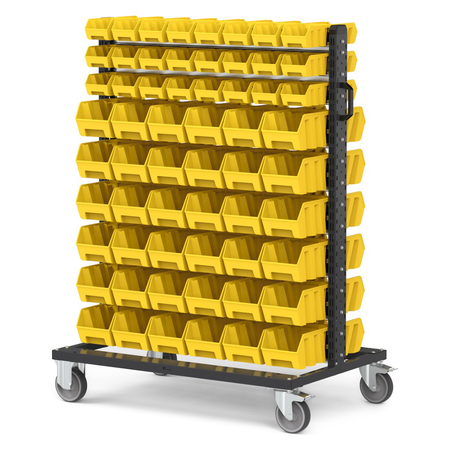 BINCART10, Carrello porta minuteria con 120 cassette a bocca di lupo