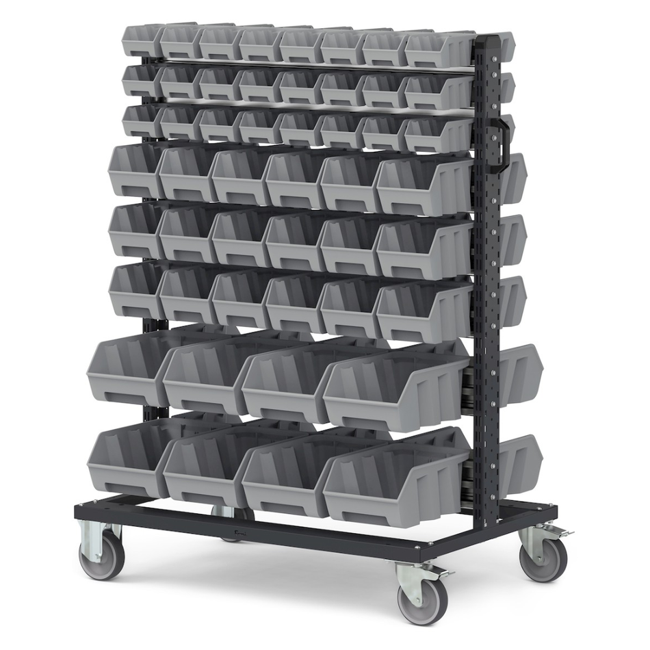 BINCART10, Carrello porta minuteria con 100 cassette a bocca di lupo