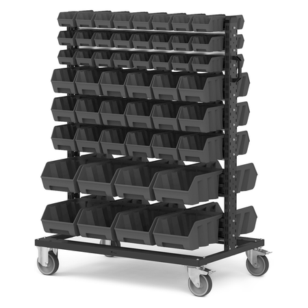 BINCART10, Carrello porta minuteria con 100 cassette a bocca di lupo