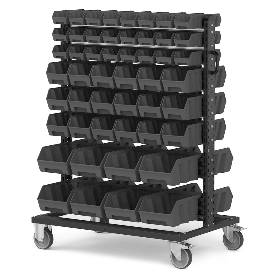 BINCART10, Carrello porta minuteria con 100 cassette a bocca di lupo