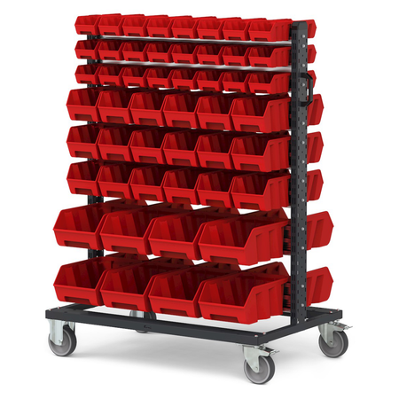 BINCART10, Carrello porta minuteria con 100 cassette a bocca di lupo