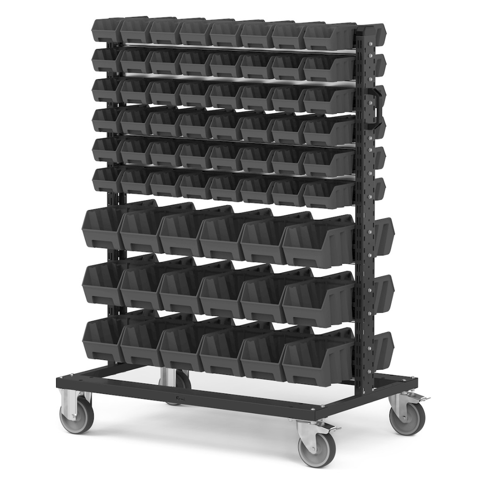 BINCART10, Carrello porta minuteria con 132 cassette a bocca di lupo