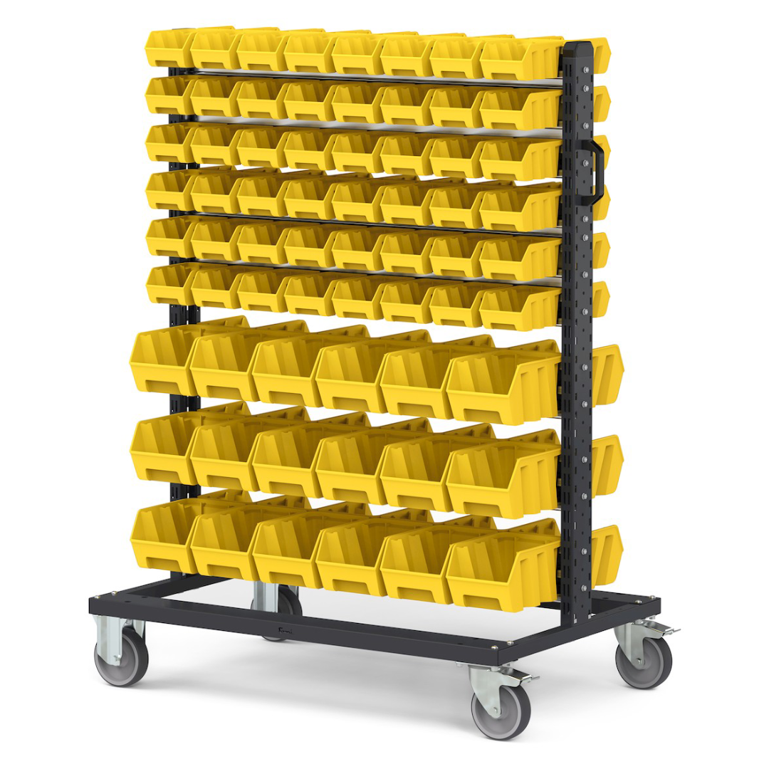 BINCART10, Carrello porta minuteria con 132 cassette a bocca di lupo