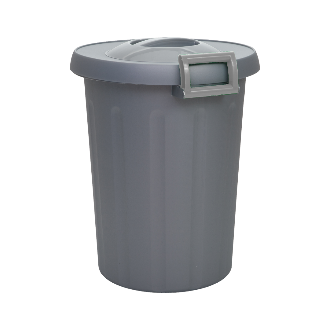Bidone con coperchio e manici da 50 litri grigio