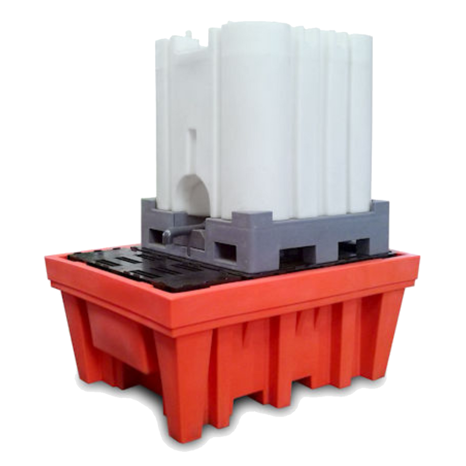 Vasca di raccolta in polietilene con ricettacolo per 1 cisternetta IBC da 1 000 LT