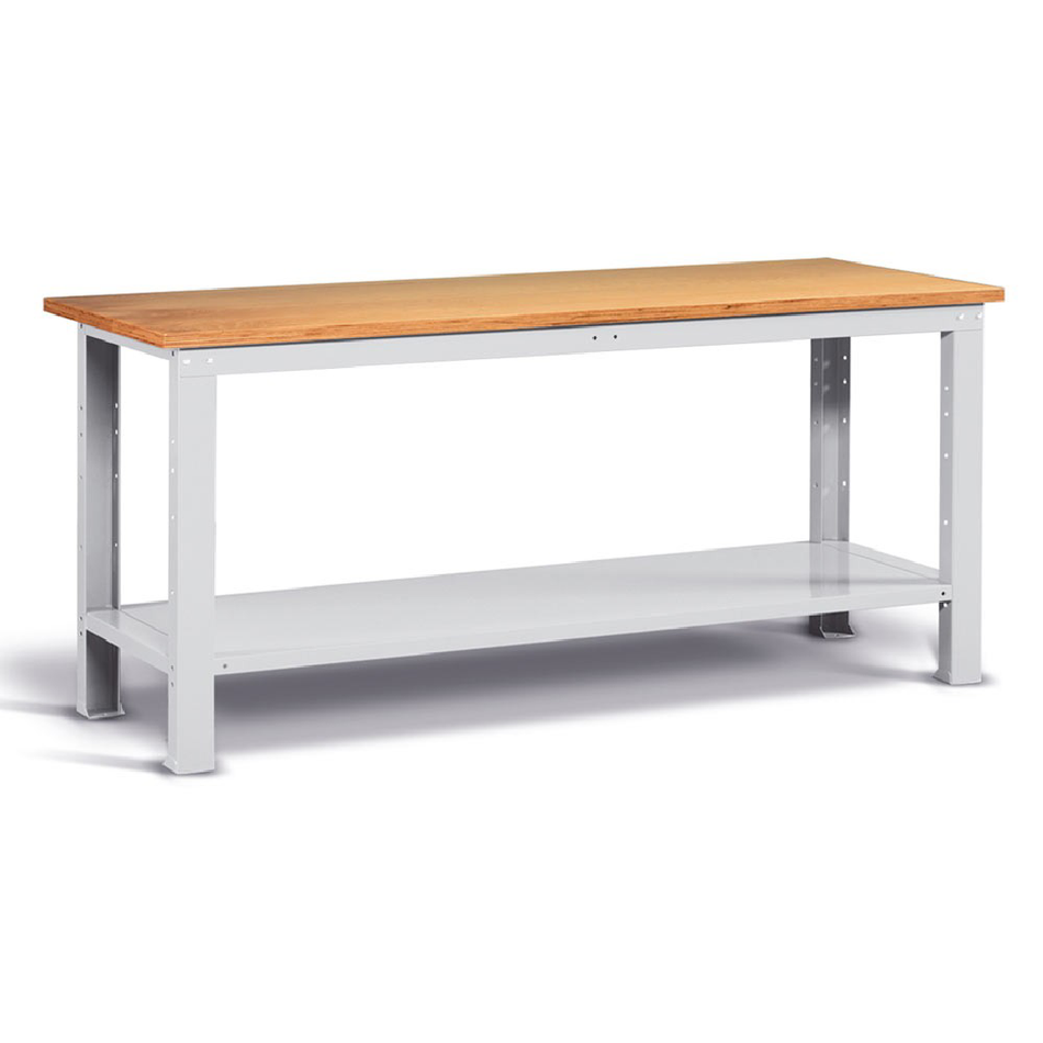 FBG02S2000F00, Banco da lavoro Work con piano in legno, L 2000mm