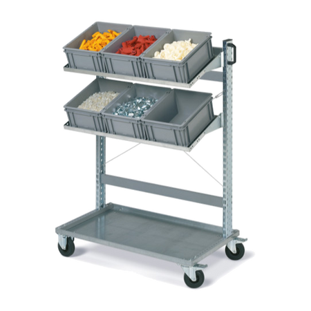 Carrello FOX con contenitori ATHENA dim. 400x300x170 grigi