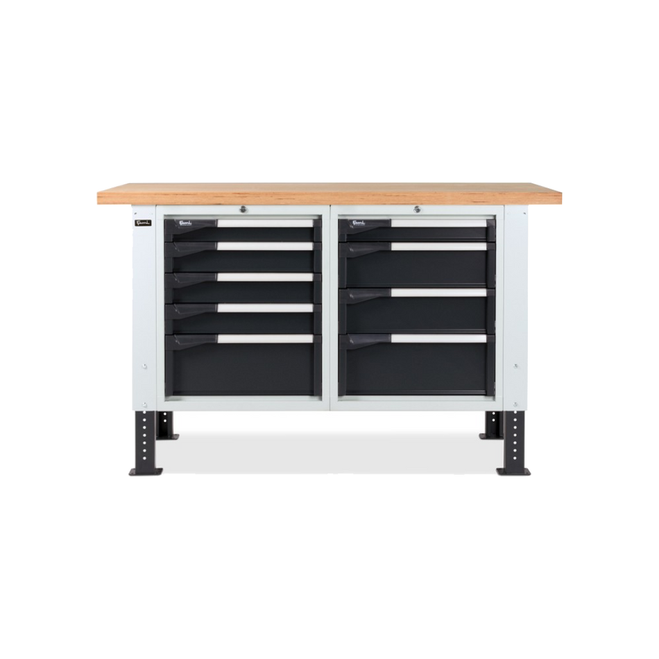 MASTERBR1503, Banco da lavoro con 1 armadio a cassetti con 4 cassetti e 1 armadio a cassetti con 5 cassetti