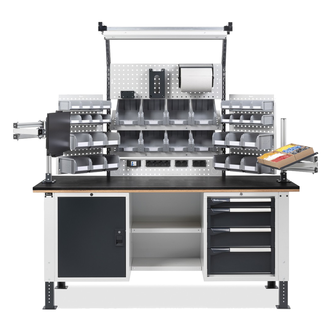 MASTERBR2008, Banco da lavoro portautensili con cassetti e contenitori