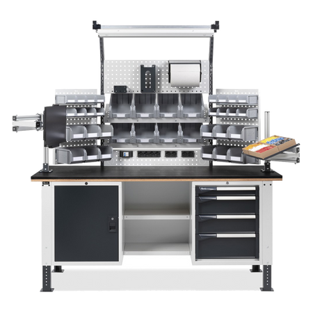MASTERBR2008, Banco da lavoro portautensili con cassetti e contenitori