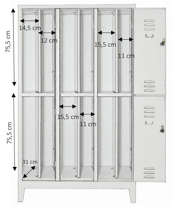 Armadio multiplo a 6 posti con tramezza
