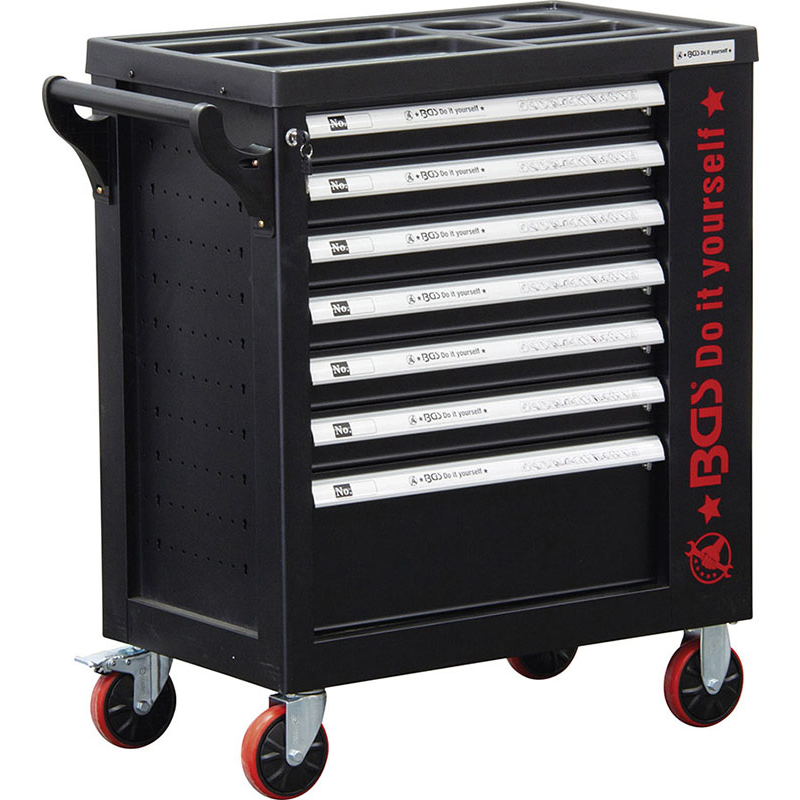 Carrello portautensili a 7 cassetti con armadietto laterale - 172 utensili