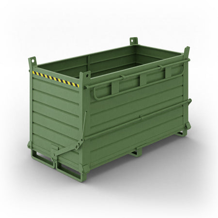 Contenitore in lamiera a fondello doppio apribile, capacità 2000 Lt