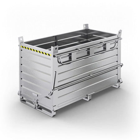 Contenitore in lamiera a fondello doppio apribile, capacità 2000 Lt