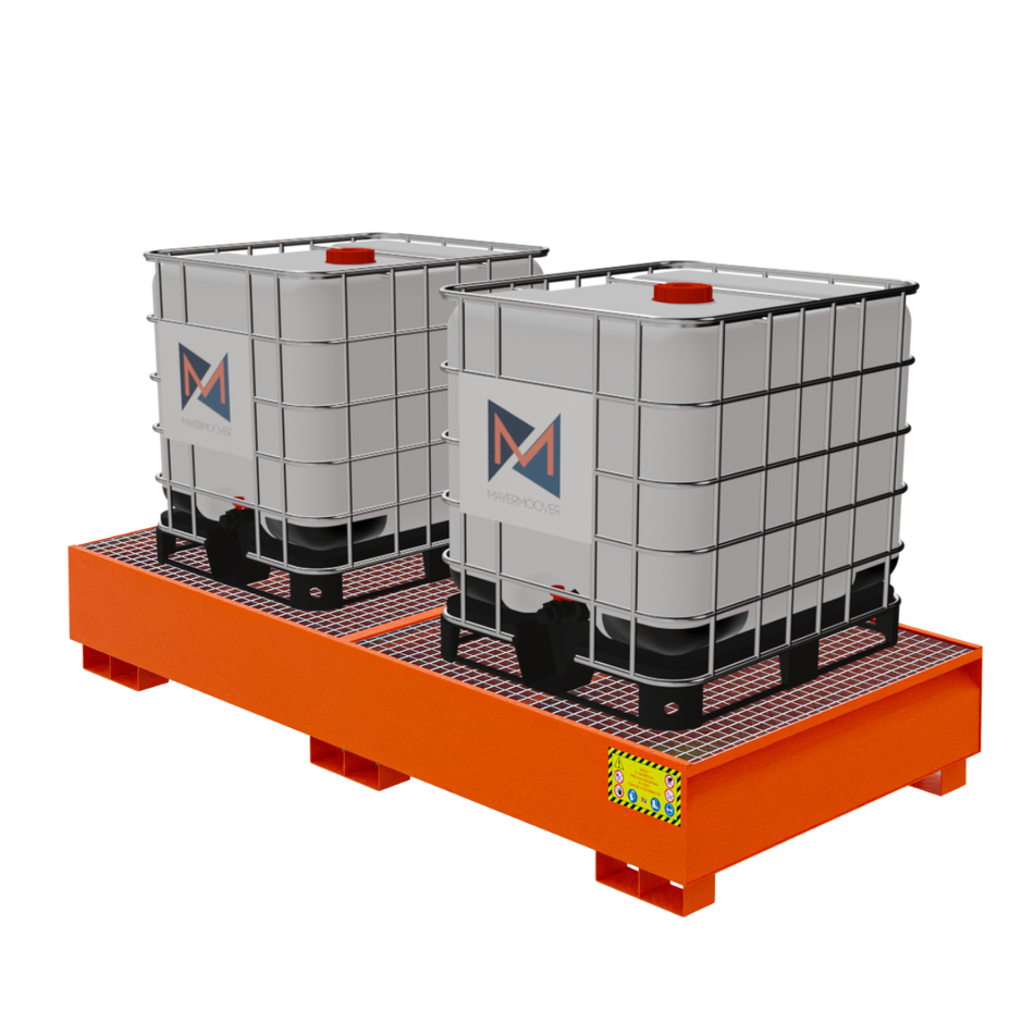 Metall-Auffangwanne für zwei 1000 LT IBC-Tanks - RAL 2004