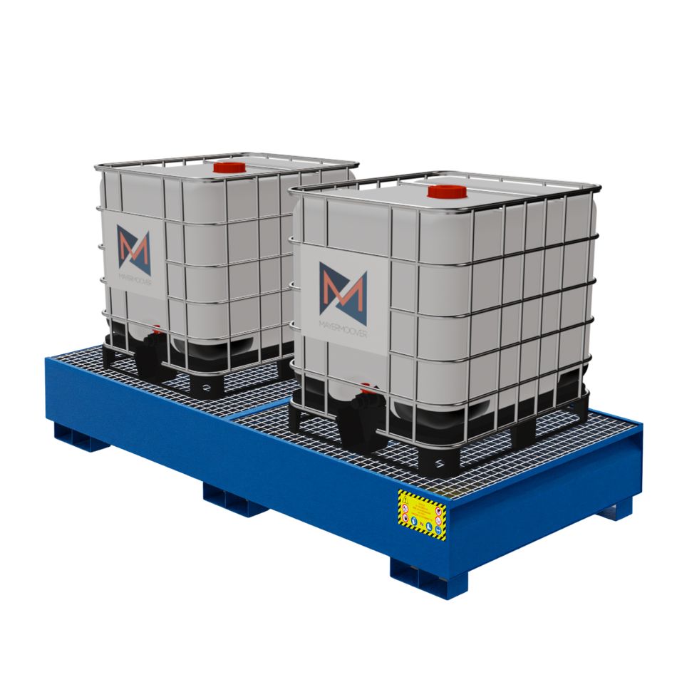 Metall-Sammelbehälter für 2 x 1000 LT IBC-Tanks - RAL 5010
