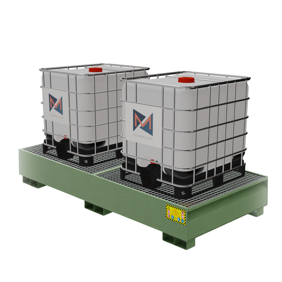 Metall-Auffangwanne für 2 x 1000 LT IBC-Tanks - RAL 6011