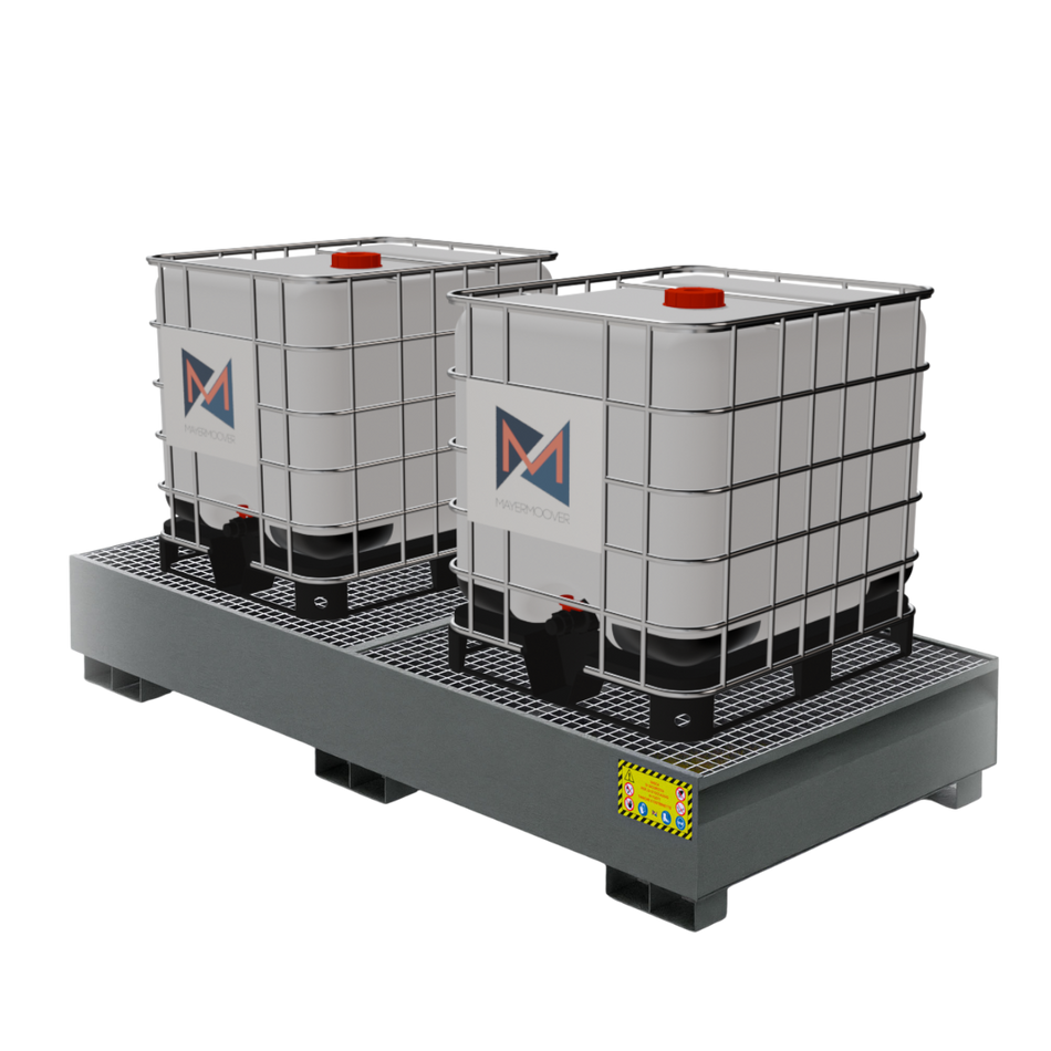Metall-Auffangwanne für 2 x 1000 LT IBC-Tanks - RAL 7010