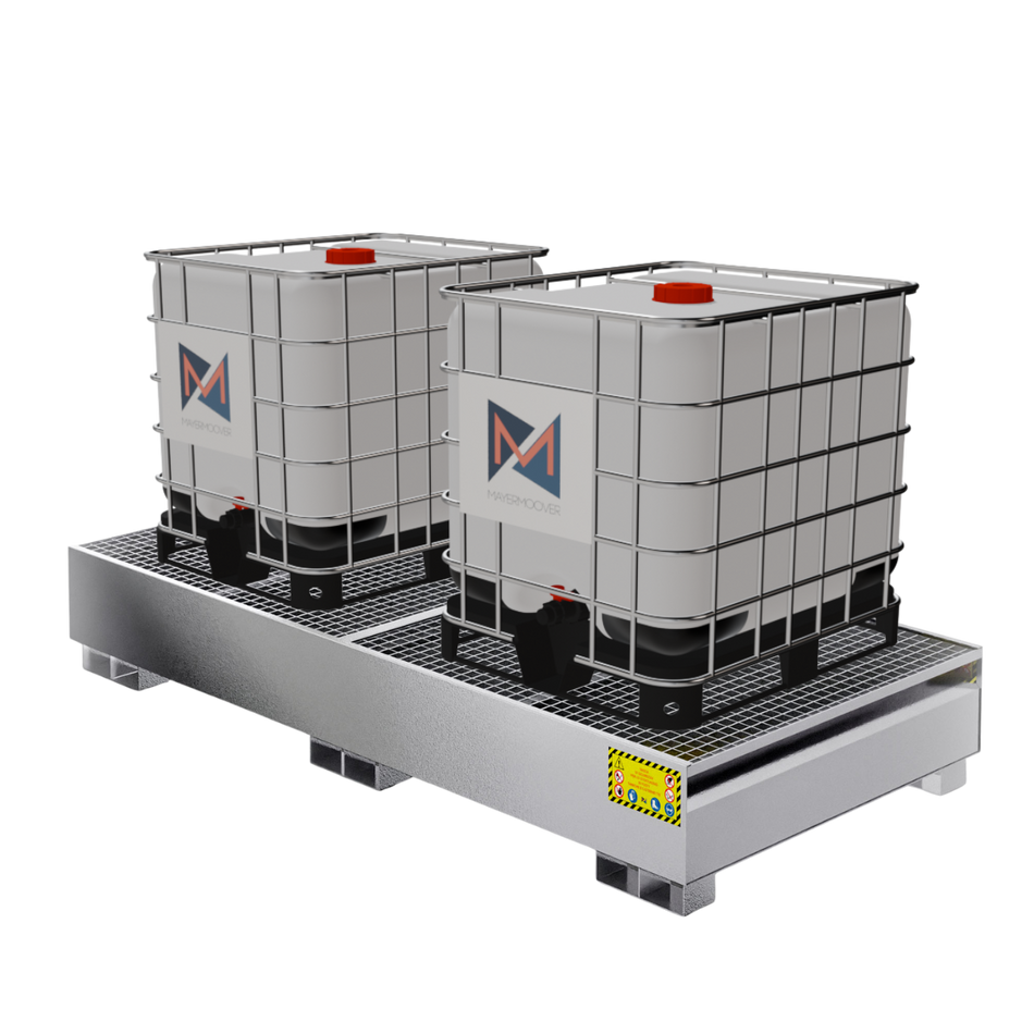 Metall-Auffangwanne für 2 x 1000 LT IBC-Tanks - Verzinkt