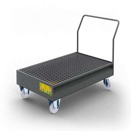 Carrello con vasca di raccolta in metallo per 2 fusto