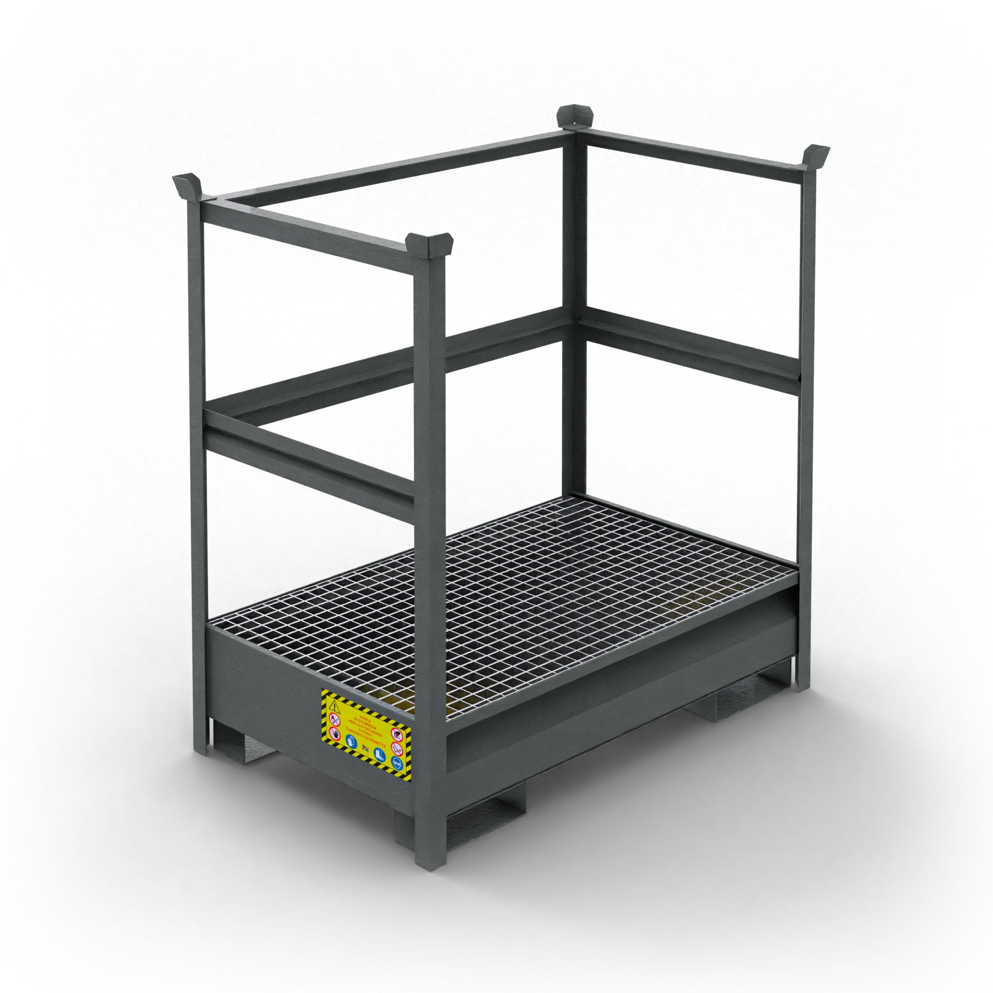 Vasca di raccolta in metallo sovrapponibile per 2 fusti da 200 LT