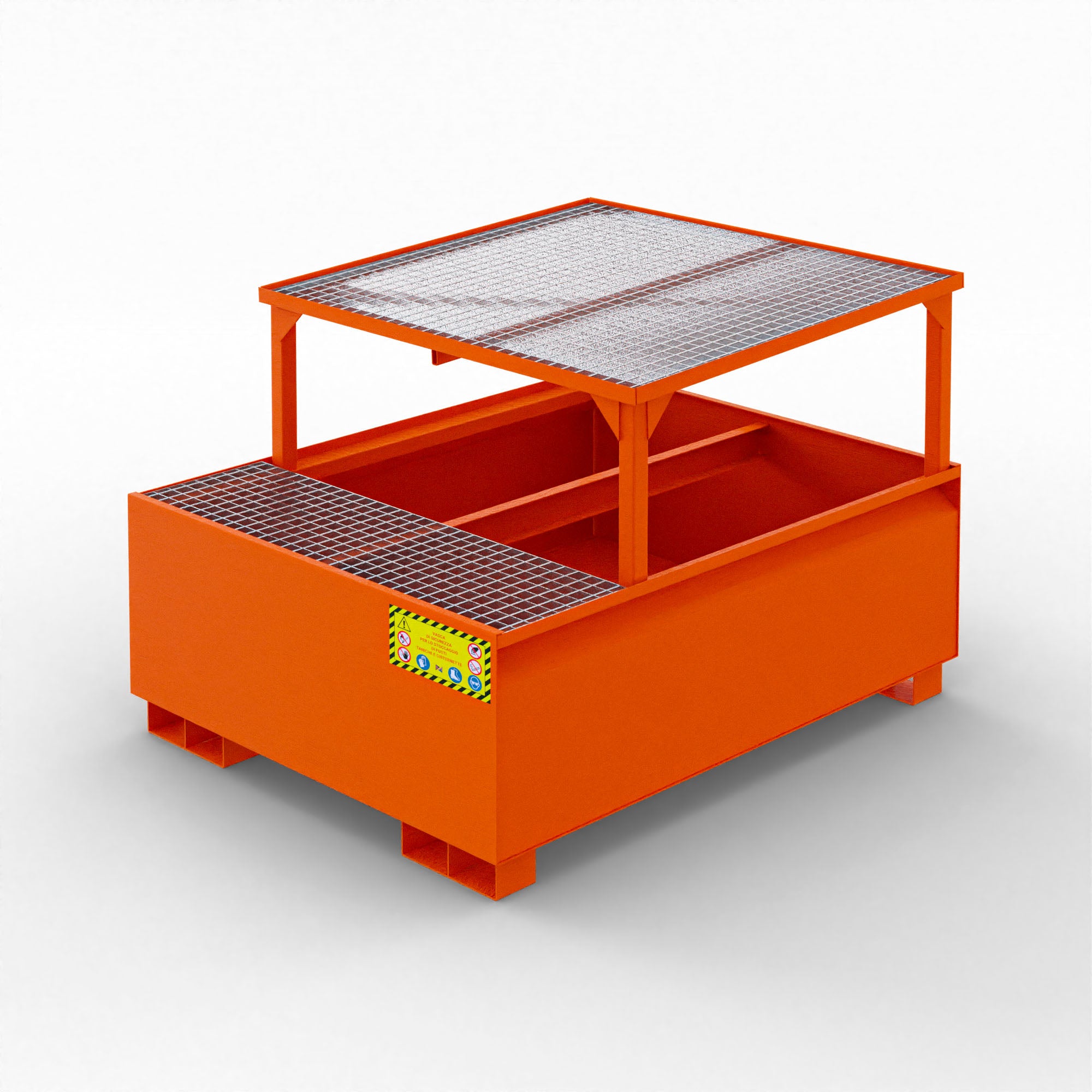 Vasca inclinata di raccolta in metallo per 1 cisternetta da 1000 LT IBC