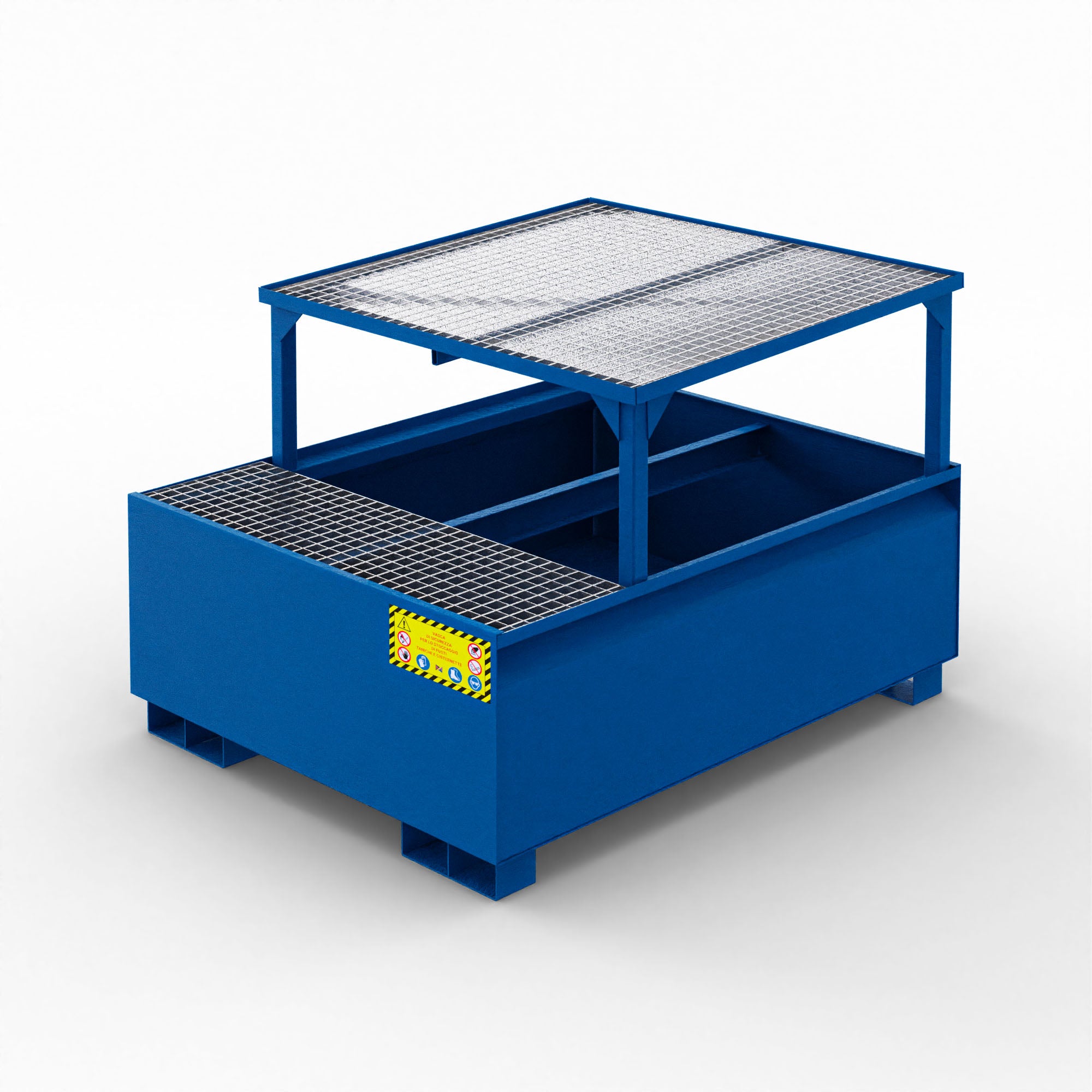 Vasca inclinata di raccolta in metallo per 1 cisternetta da 1000 LT IBC