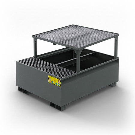 Vasca inclinata di raccolta in metallo per 1 cisternetta da 1000 LT IBC