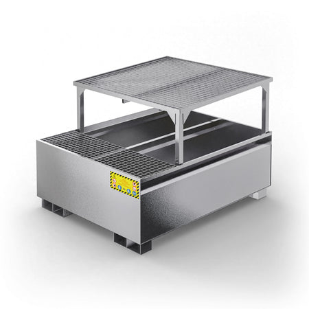 Vasca inclinata di raccolta in metallo per 1 cisternetta da 1000 LT IBC