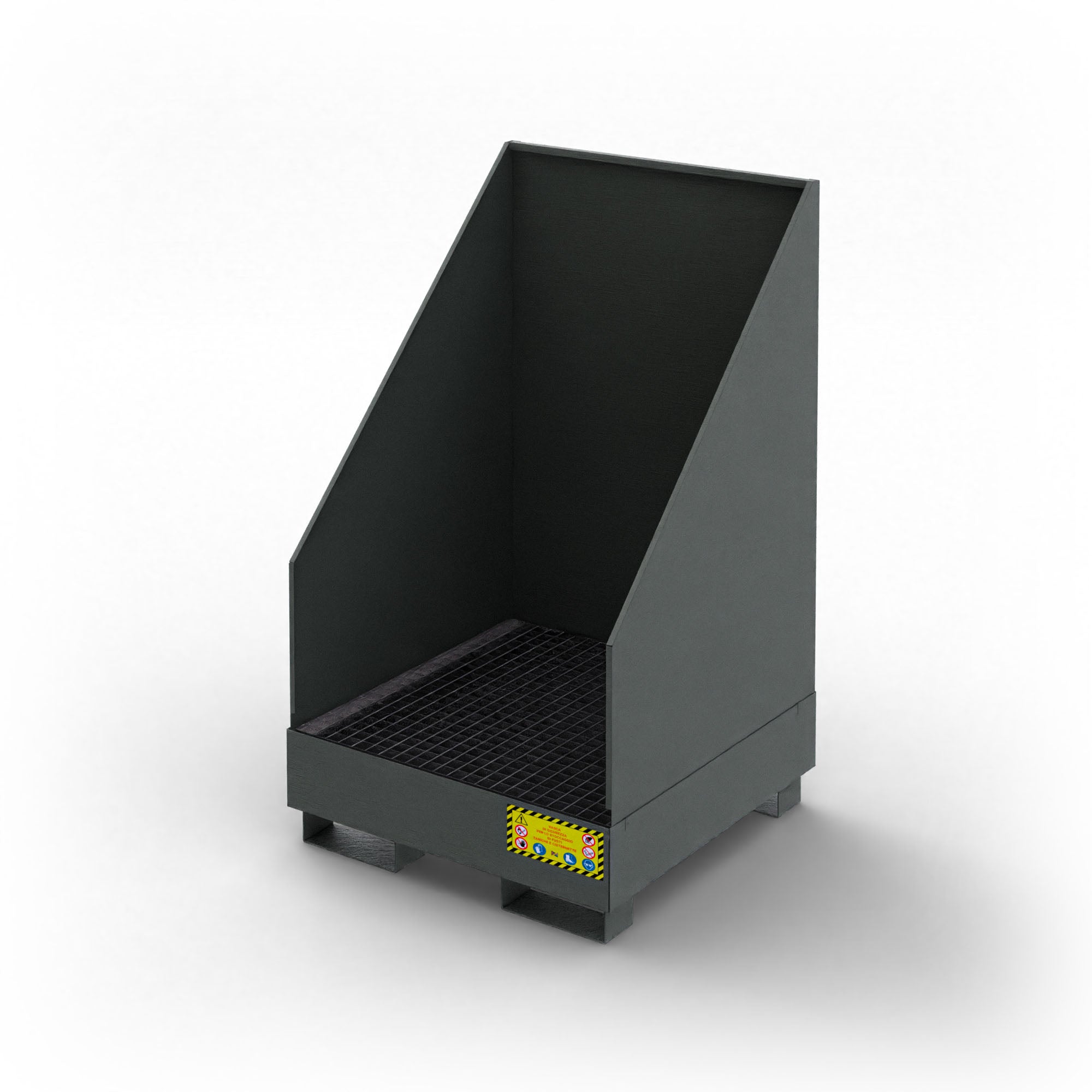 Vasca di raccolta con pareti paraspruzzi per 1 fusto da 200 LT