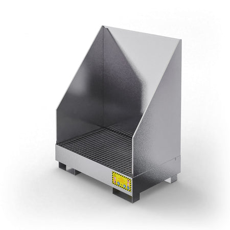 Vasca di raccolta con pareti paraspruzzi per 2 fusti da 200 LT