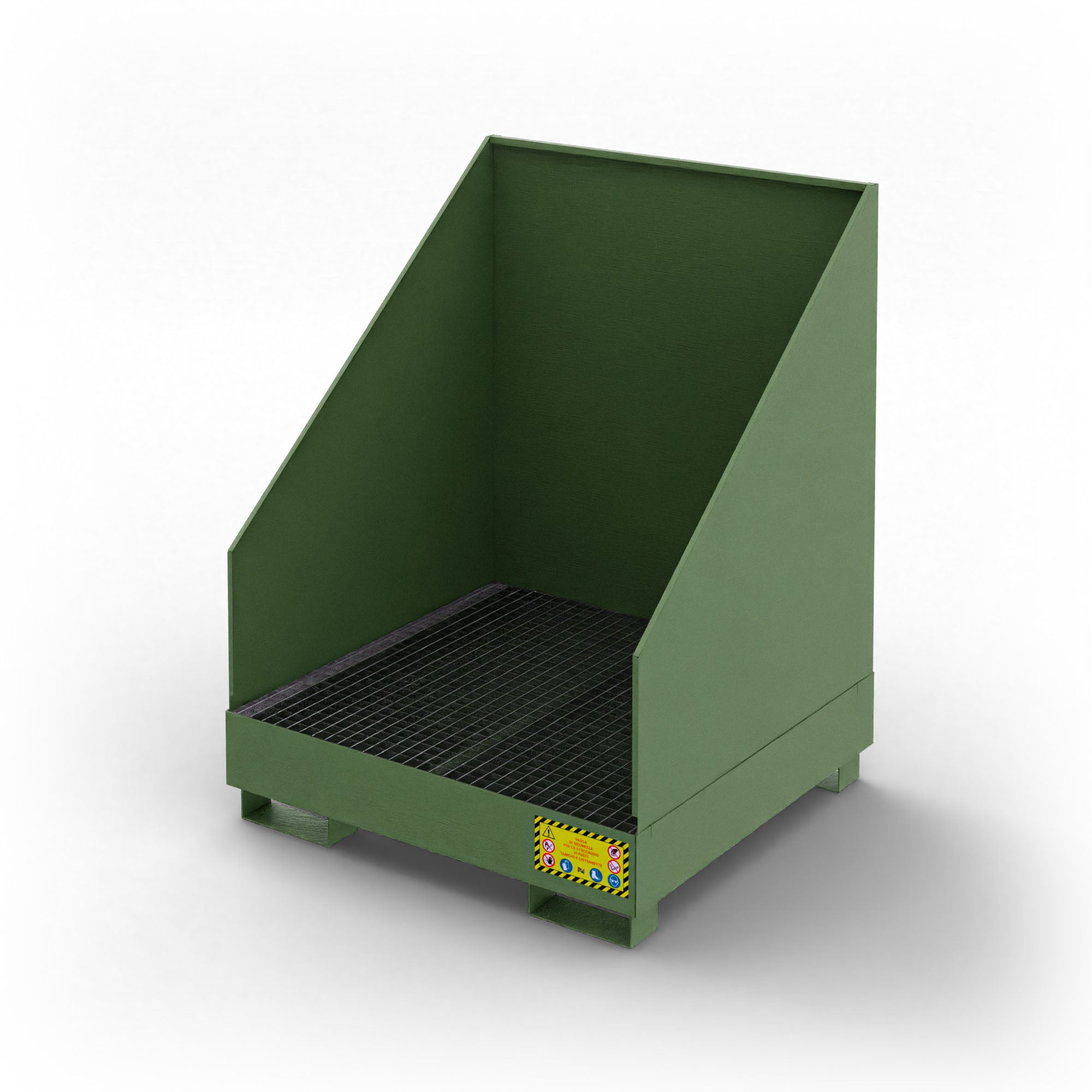 Vasca di raccolta con pareti paraspruzzi per 4 fusti da 200 LT